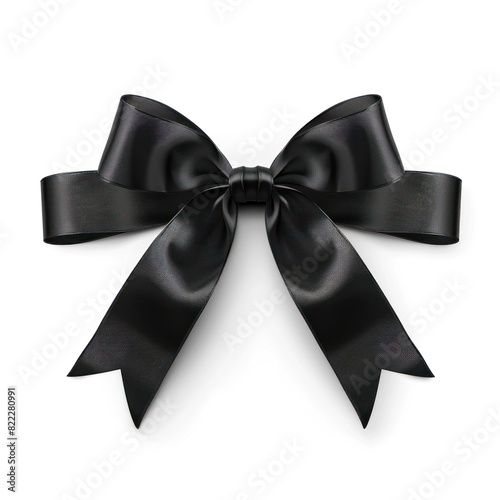 Black ribbon bow isolated on transparent background