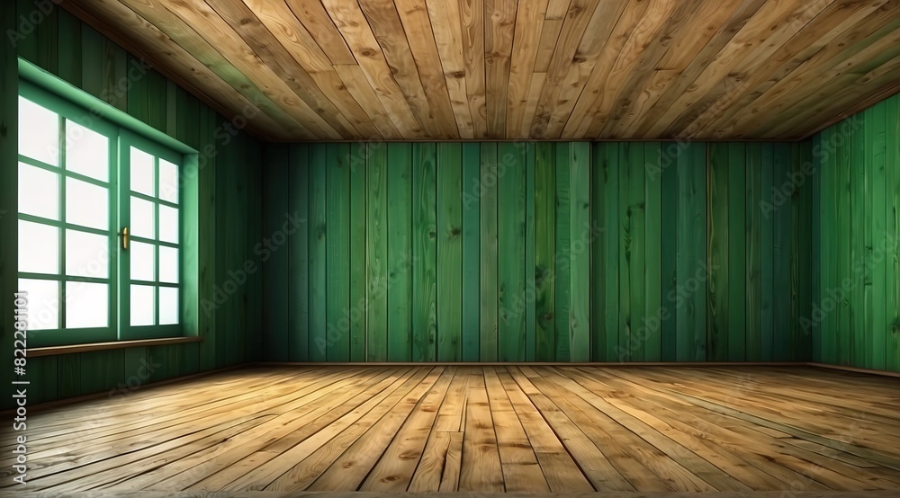 Abstract wooden green dark studio background for product presentation