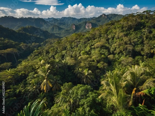 Brazilian summer landscape - verdant jungles  sapphire skies.