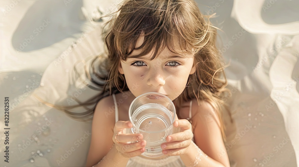 Innocent Elixir: Little Girl Embracing Hydration Innocent Elixir: Little Girl Embracing Hydration