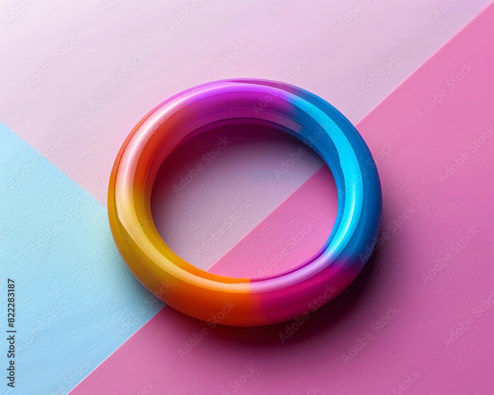 Minimal modern image of a customizable rainbow wristband with a blank space for text, centered on a clean pastel background, vibrant colors, minimalistic design Minimal modern image of a customizable rainbow wristband with a blank space for text, centered on a clean pastel background, vibrant colors, minimalistic design