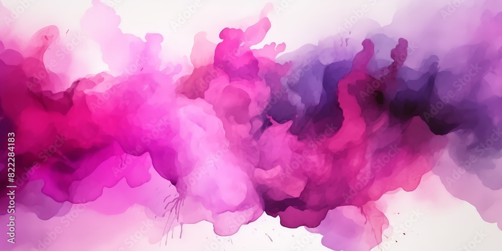 Obraz premium pink purple watercolor texture background, pink smoke cloud wave painting, pink purple splash art ink paint banner,
