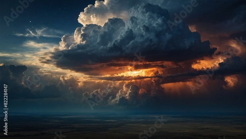 Breath-taking scene, dramatic clouds parting to reveal a celestial hole.