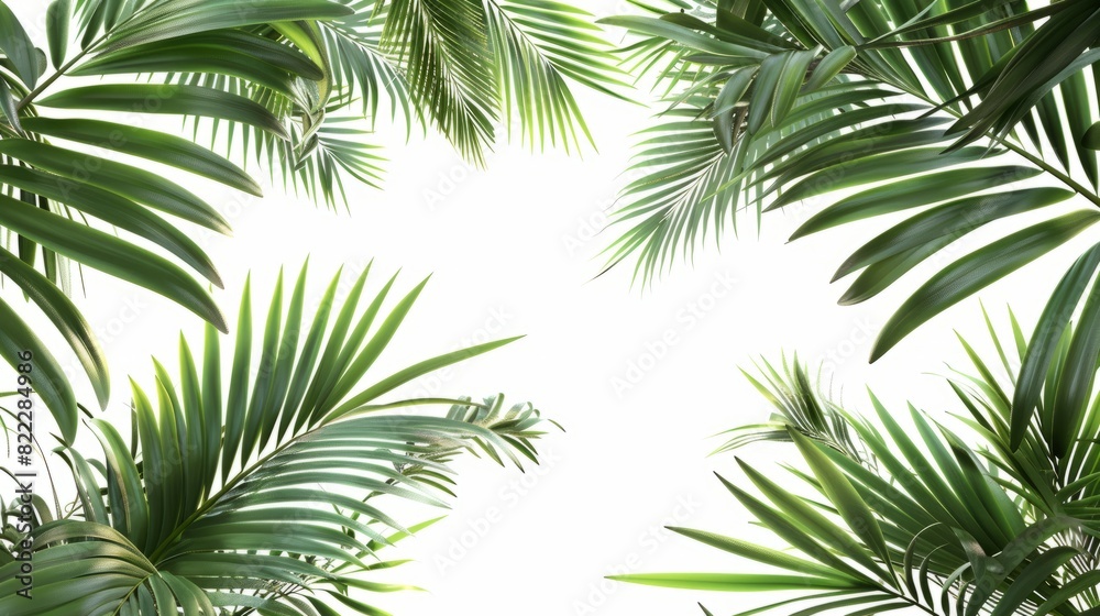 Green palm foliage cut out white background Green palm foliage cut out white background