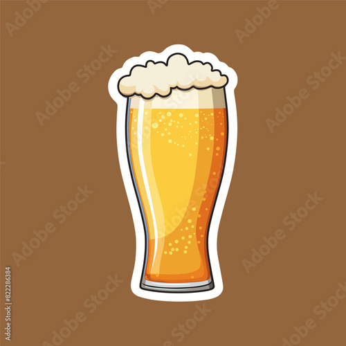 a glass of beer with bubbles on the top.