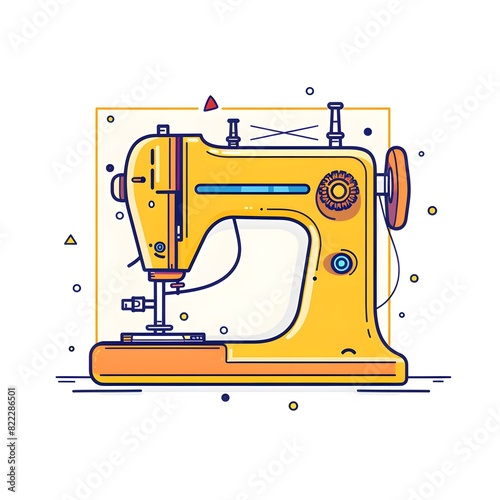 Flat Design Sewing Machine Illustration for Crafting and Fashion Projects 