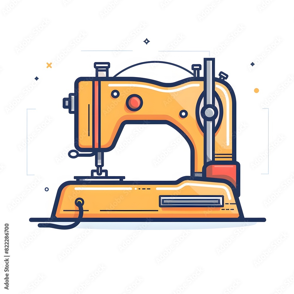 Flat Design Sewing Machine Illustration for Crafting and Fashion Projects
