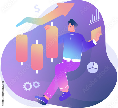 business man read stock statistics