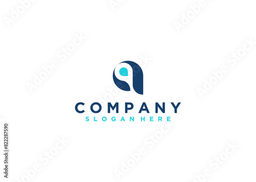 Initial Letter q Logo with dot blue color