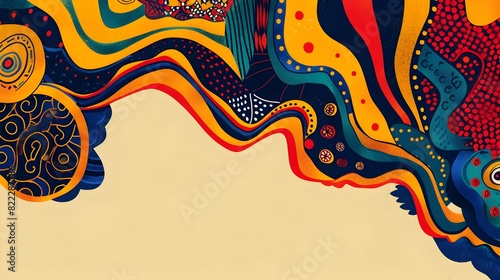 Vibrant Hispanic Heritage Month Doodle Border Design with Blank Mockup Space