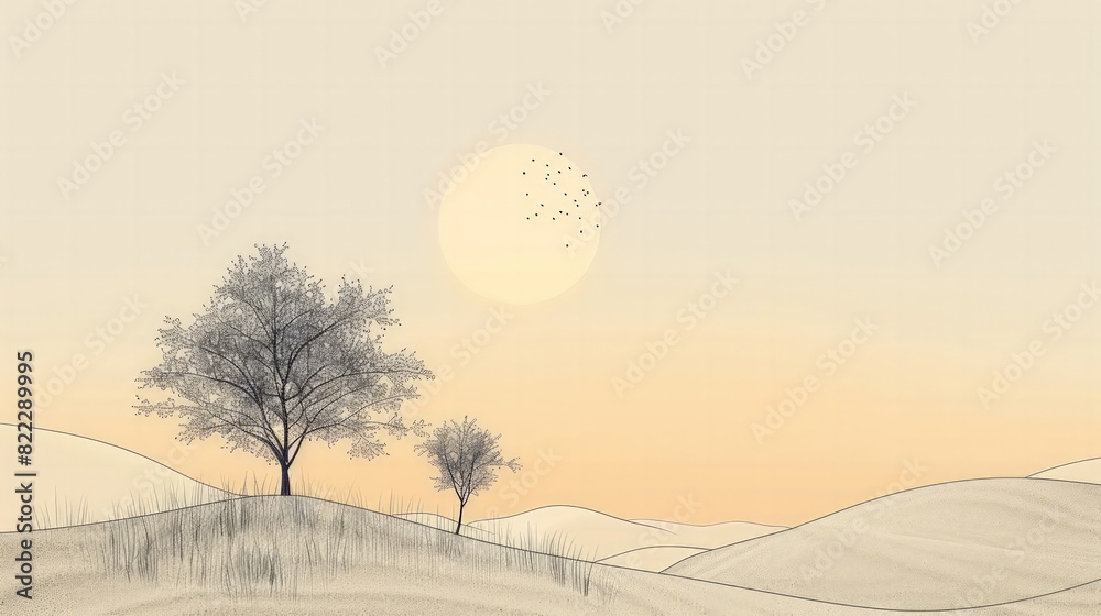 Fototapeta premium A minimalist line art