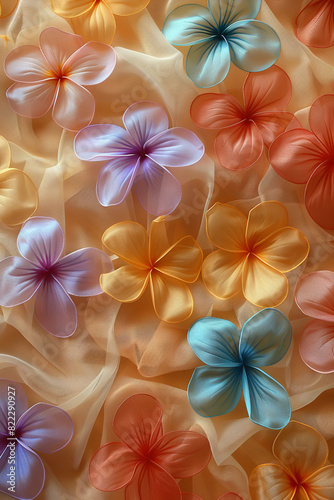 Delicate Multicolored Fabric Flowers on Soft Background for Spring and Summer Themes