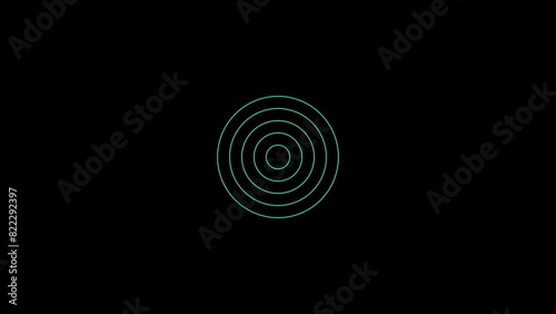 Digital radio wave turquoise color animation. Radio wave on world map 4k video black background. photo