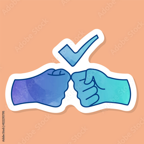 Fist hand shake color sticker