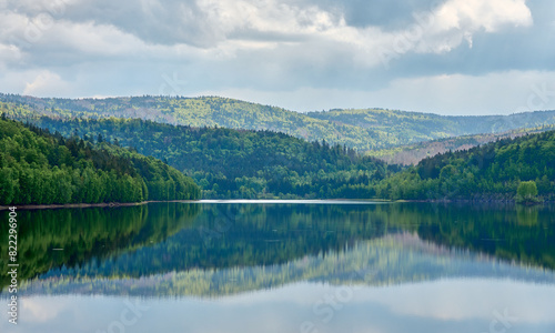 landscape at the drinking water dam of Frauenau in the Bavarian Forest National Park near Frauenau, Bayerischer Wald, 