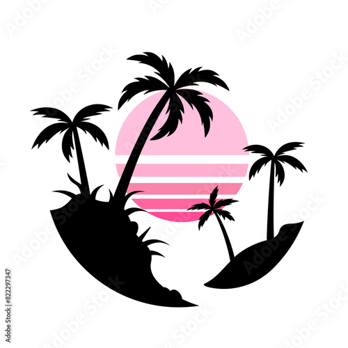 Summer beach logo. Palms