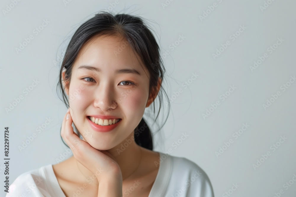 Portrait of a woman with fresh skin. To promote facial creams.