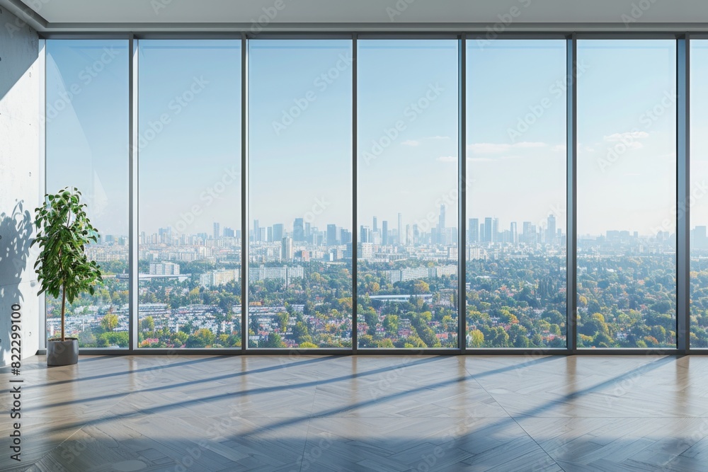 Naklejka premium Modern office interior wall mockup created with generative ai