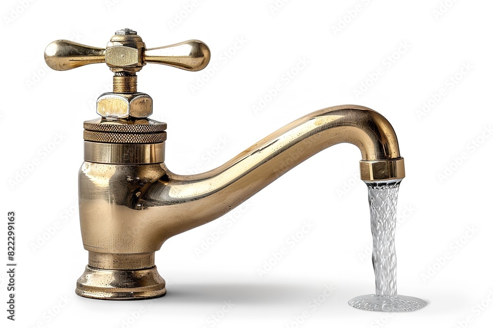 An innovative water faucet in close-up, isolated on a clear backdrop with ample room for background text to be copied, Generative AI. An innovative water faucet in close-up, isolated on a clear backdrop with ample room for background text to be copied, Generative AI.