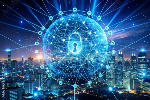 Advanced AI battling cybercrime a stock image depicting an AI-powered system analyzing complex data to detect and prevent cyber attacks photo