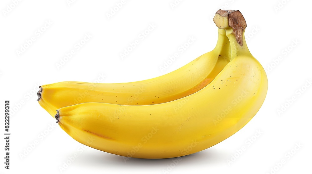 Golden-hued, juicy banana in close-up isolated on a white backdrop with ample copy space for background text, Generative AI. Golden-hued, juicy banana in close-up isolated on a white backdrop with ample copy space for background text, Generative AI.