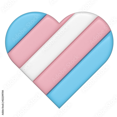 Pride month symbol.3D transgender unconditional love icon.Colorful pastel graphic vector heart.