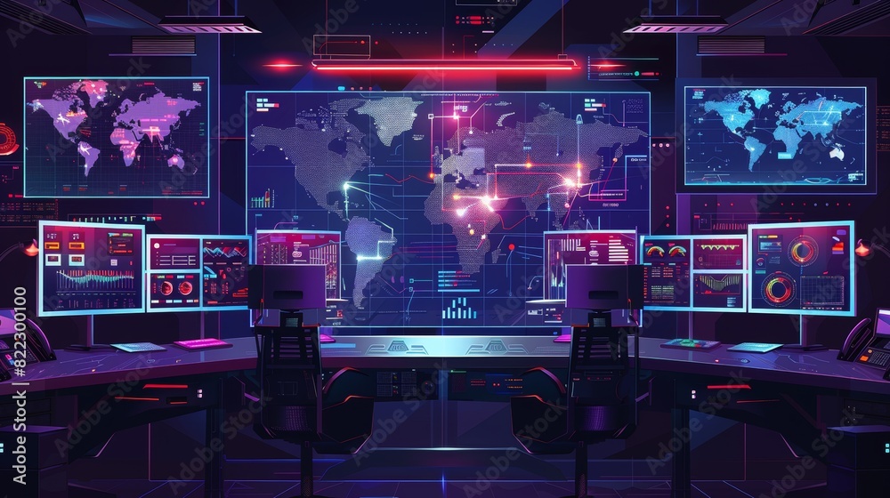 Global Logistics Command Center with Real-Time Data Analytics and World Maps for Efficient Management Global Logistics Command Center with Real-Time Data Analytics and World Maps for Efficient Management
