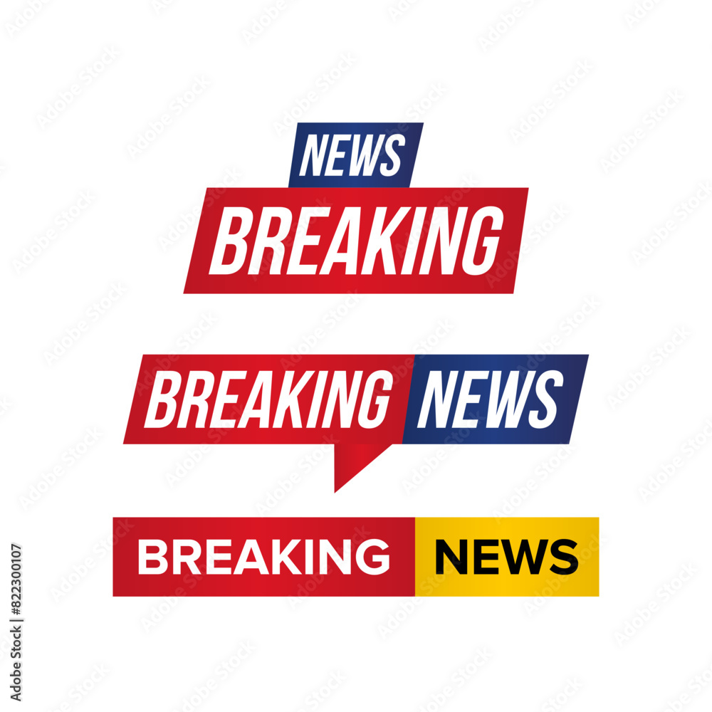 Breaking news headline flat vector sticker design