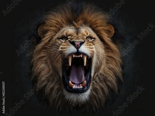 Lion s Roar_A Powerful Portrait on Black Background