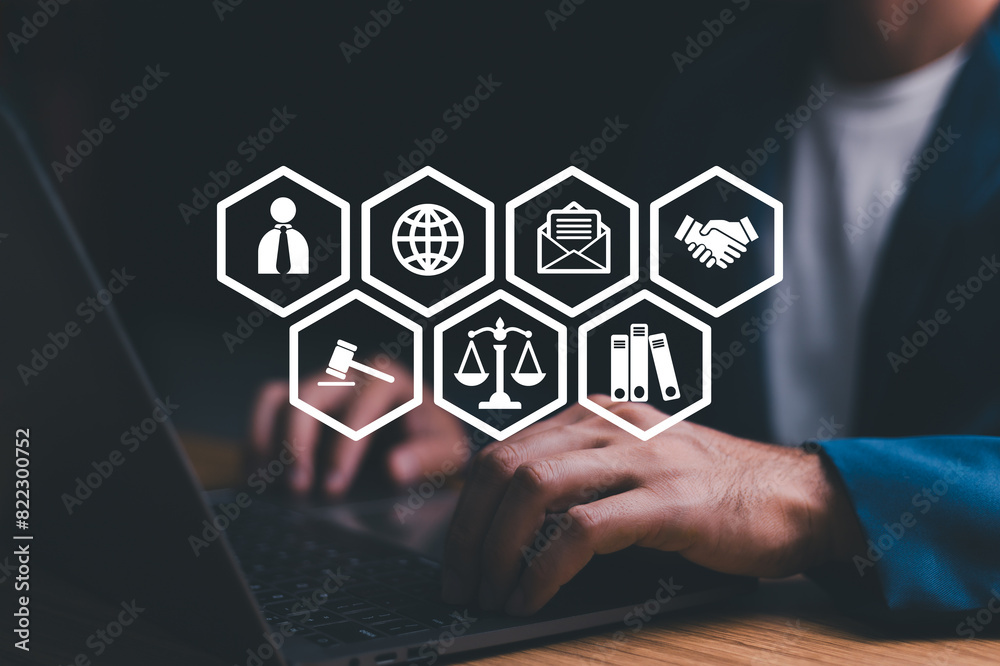 AI ethics or AI Law concept. Developing AI codes of ethics. Compliance, regulation, standard , business policy and responsibility for guarding against unintended bias in machine learning algorithms.