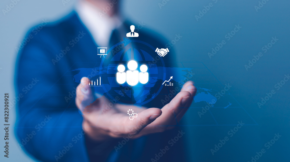 Business ecosystems and partnerships concept. Business collaboration strategies. The complex network of organizations to create value for customers acquisition , suppliers, and other stakeholders.