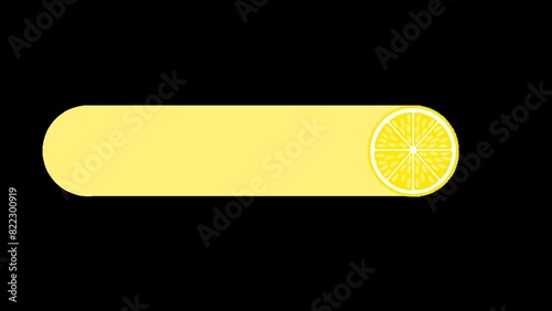 Lower third animation for broadcast or other content, lemon slice. Video animation in alpha channel.