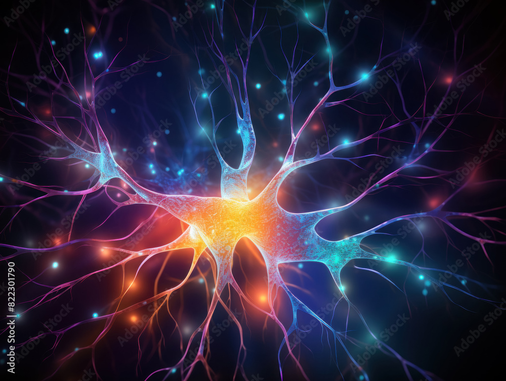 neuron, neural connection visualization of transmission of nerve impulses, neural network of organisms, brain neuron, neural connection visualization of transmission of nerve impulses, neural network of organisms, brain