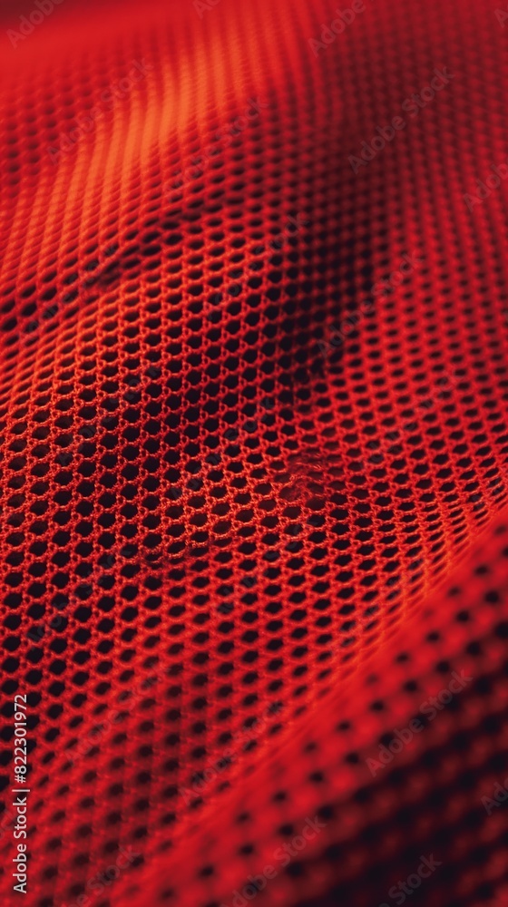 Vibrant red mesh fabric with intricate texture Vibrant red mesh fabric with intricate texture