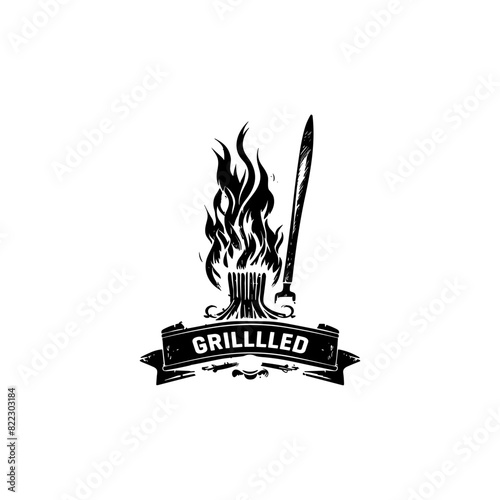 Vintage barbeque style logo vector illustration