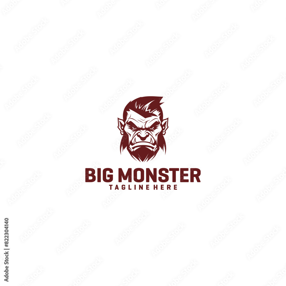 Monster head logo vector illustration