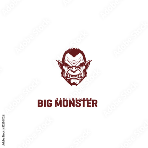 Monster head logo vector illustration