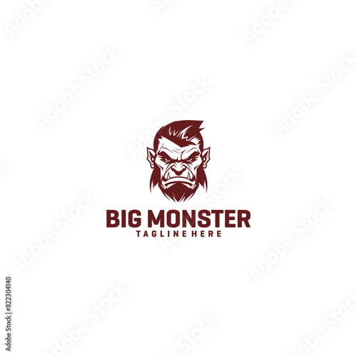 Monster head logo vector illustration