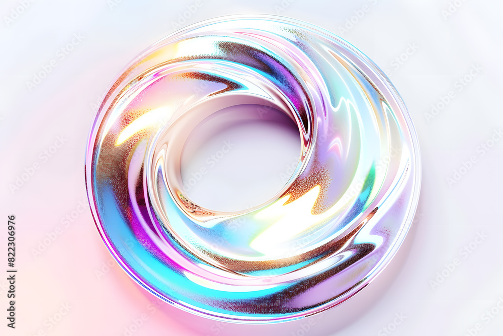 Neon hologram metallic swirl isolated on white background Neon hologram metallic swirl isolated on white background