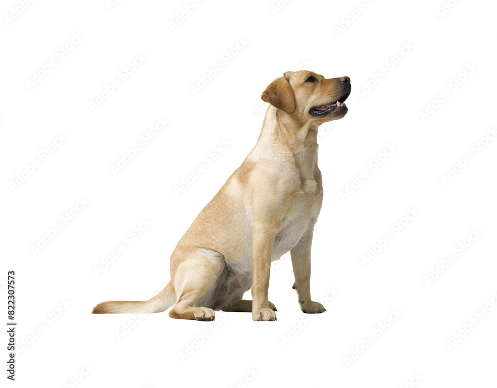 Portrait of Labrador Retriever sitting on white background Portrait of Labrador Retriever sitting on white background