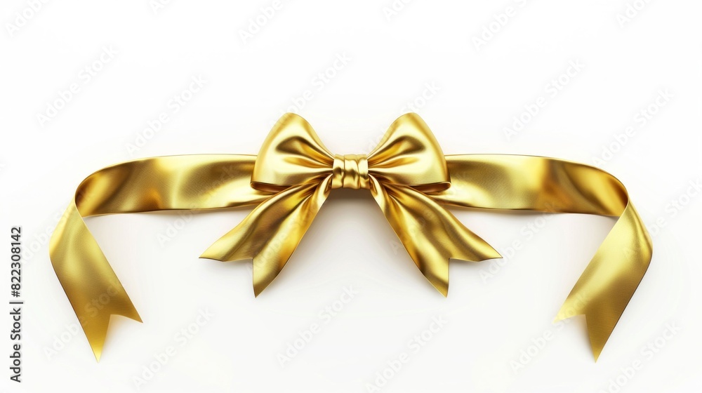 Elegant Golden Bow on White Background. Generative ai Elegant Golden Bow on White Background. Generative ai