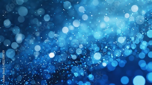 abstract blue particles floating on vibrant blue background digital art