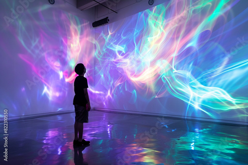 Atmosphere charged, show on virtual screen, lights dance, vibrant glow
