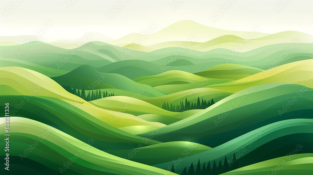 abstract green landscape with rolling hills and mountains nature wallpaper illustration abstract green landscape with rolling hills and mountains nature wallpaper illustration