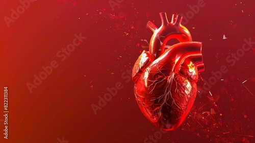 abstract human heart anatomy in vibrant red healthcare and medical concept illustration