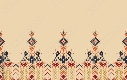 Ethnic abstract ikat art. Seamless pattern in tribal, folk embroidery, and Mexican style. Aztec geometric art ornament print.Design for carpet, wallpaper, clothing, wrapping, fabric, cover, textile