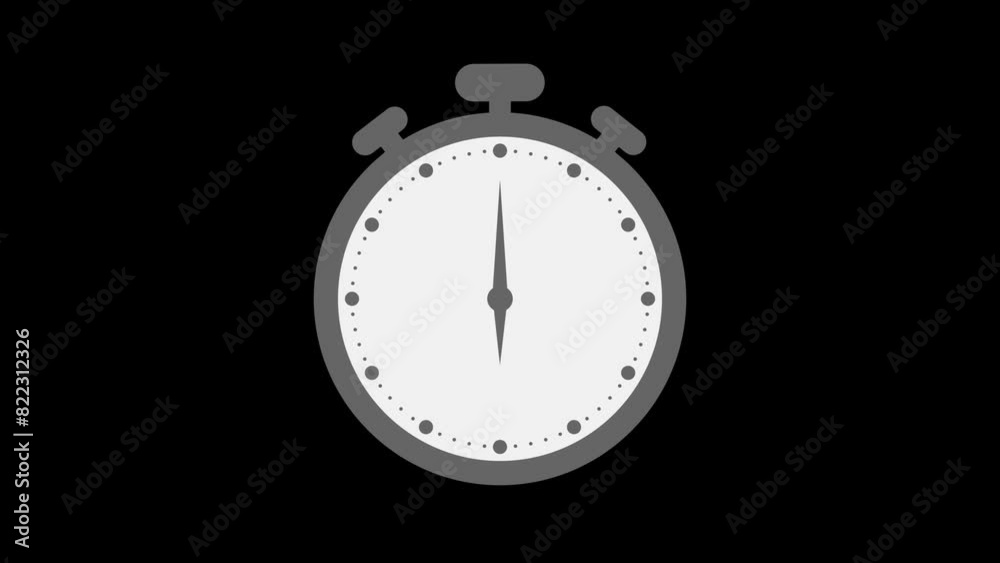 Counting down stop watch clock isolated animation gray color Counting down stop watch clock isolated animation gray color