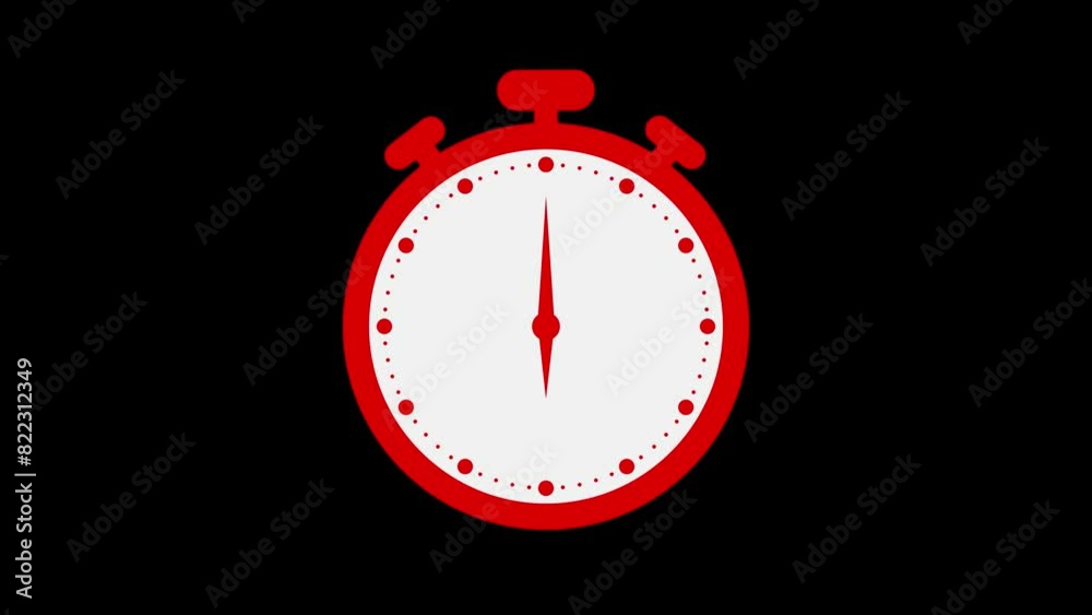 Counting down stop watch clock isolated animation red color Counting down stop watch clock isolated animation red color
