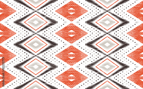 Ethnic abstract ikat art. Seamless pattern in tribal, folk embroidery, and Mexican style. Aztec geometric art ornament print.Design for carpet, wallpaper, clothing, wrapping, fabric, cover, textile