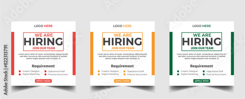 We are hiring recruitment open job vacancy design vector social media post banner template or web banner layout